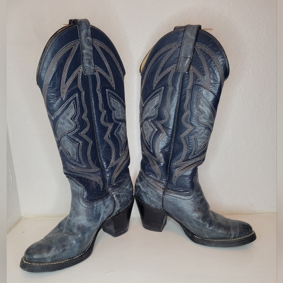 Women’s Blue Western Cowboy Boots Texas Brand L202 5‎ 1/2 M Cowgirlcore